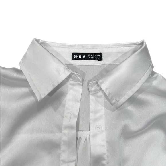 shein satin white button up - Picture 4 of 4